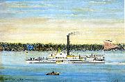 James Bard Trojan, Hudson River steamboat oil painting